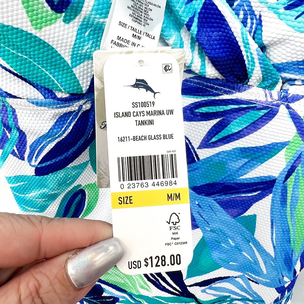 TOMMY BAHAMA Marina Underwire Tankini Medium Beach Glass Blue Island Cays NWT - Picture 11 of 13